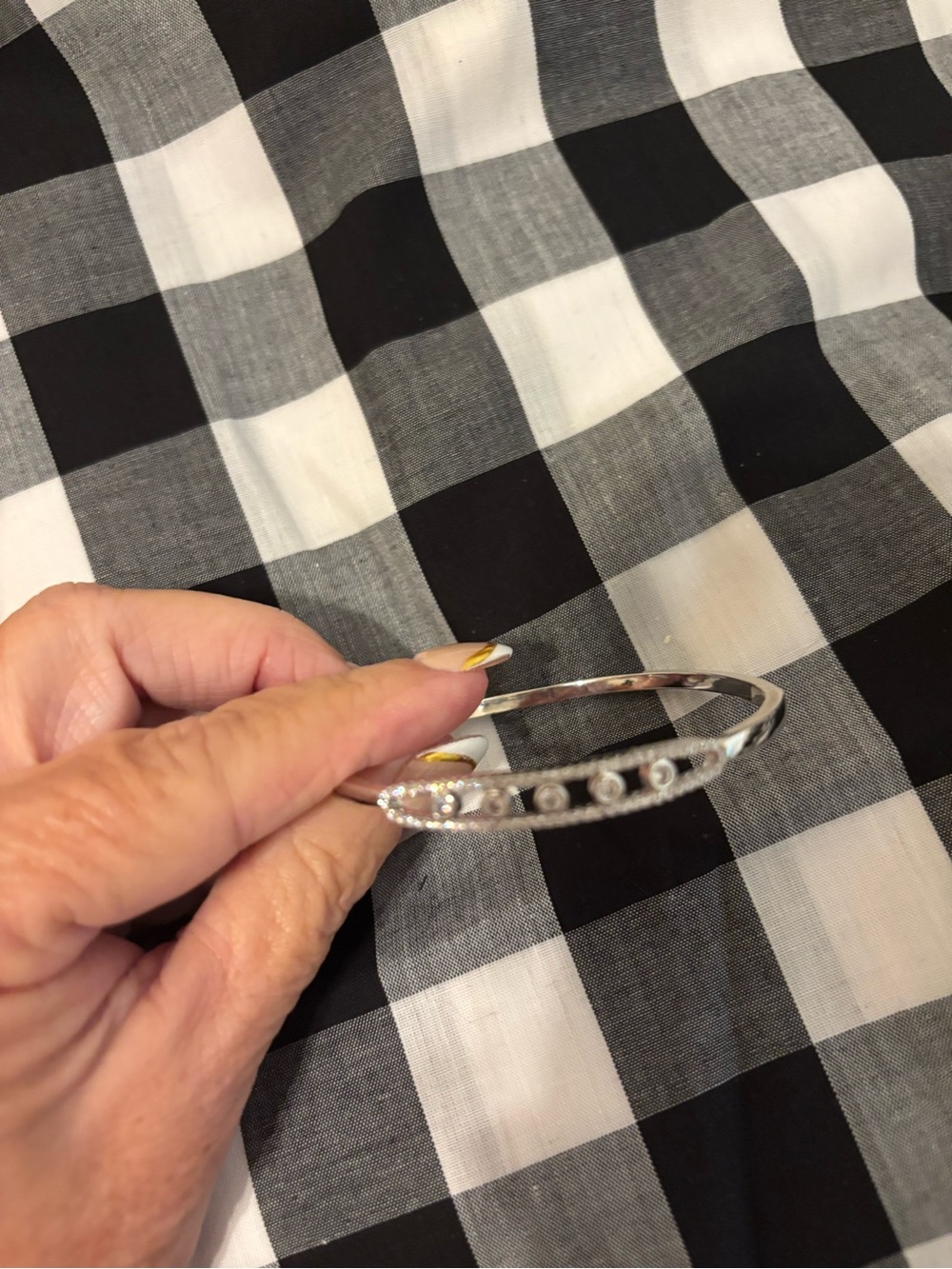 Silver Crystal Accent Women's Bangle Bracelet